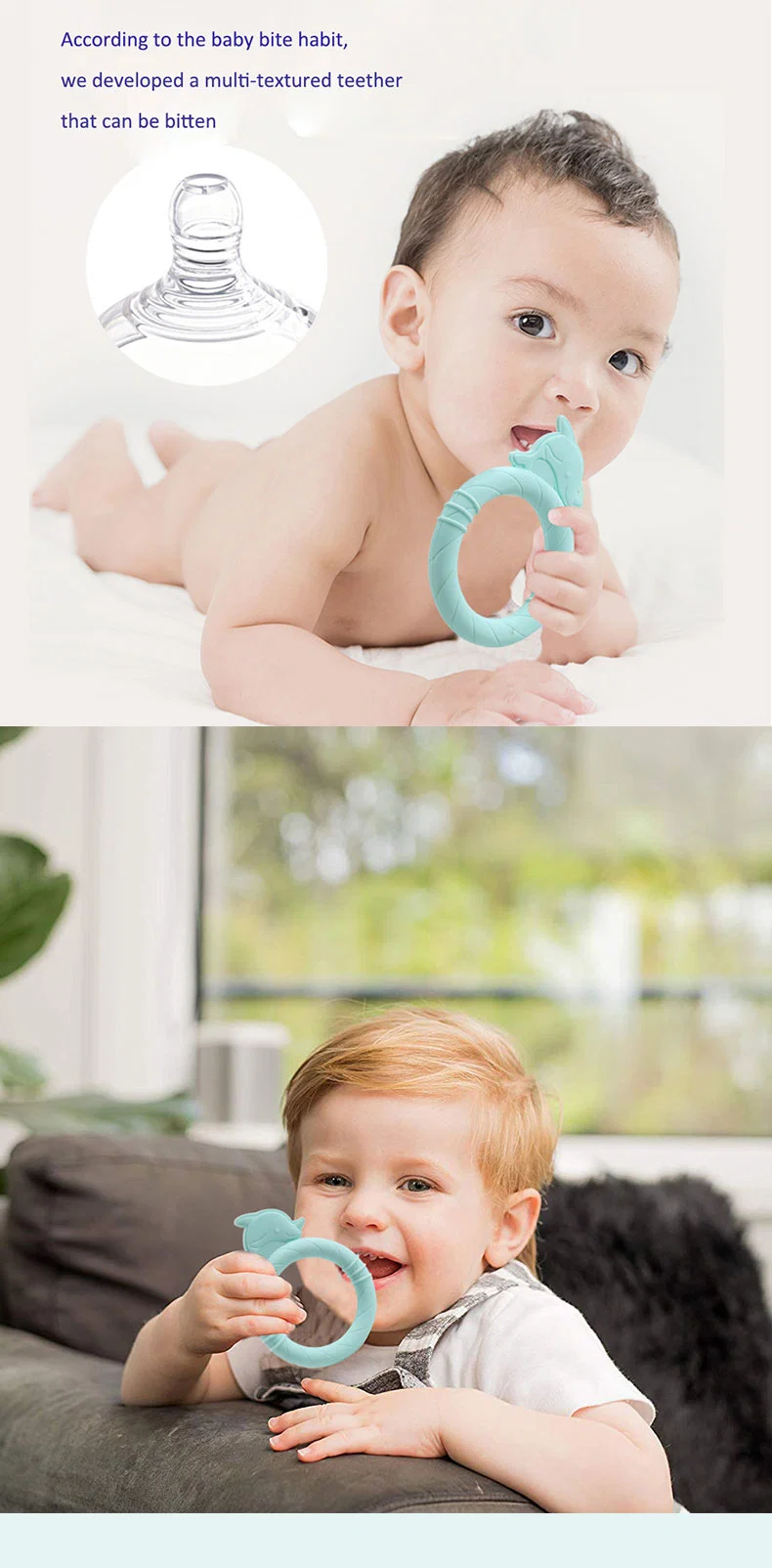 Food Grade Silicone Baby Toys Infant Teether BPA Free Animal Dolphin Teething