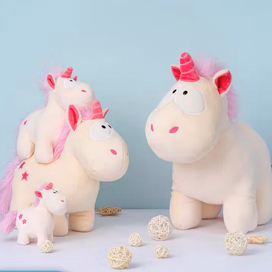 Vendita calda all'ingrosso personalizzato giocattolo per bambini fabbrica diretta di alta qualità ragazze bella bambola rosa mascotte del bambino peluche peluche carino gigante peluche animale unicorno giocattoli