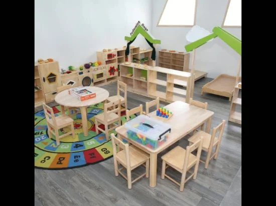 Mobili per la scuola materna per bambini, Mobili per l'aula della scuola materna, Pila moderna in legno per studenti