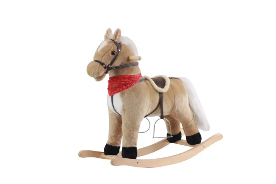 OEM ODM Ride on Trojan elettrico peluche giocattolo personalizzato cavallo a dondolo in legno per bambini